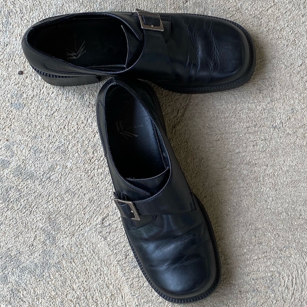 White Mountain PRINCETON Black Leather Womens Slip On Mules Size 8M